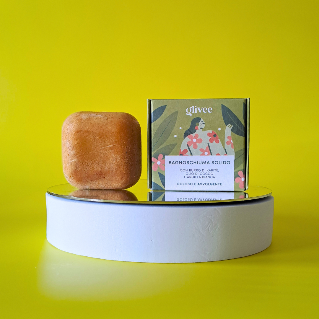 Bagnoschiuma solido goloso - Con burro di karitè, olio di cocco e argilla bianca