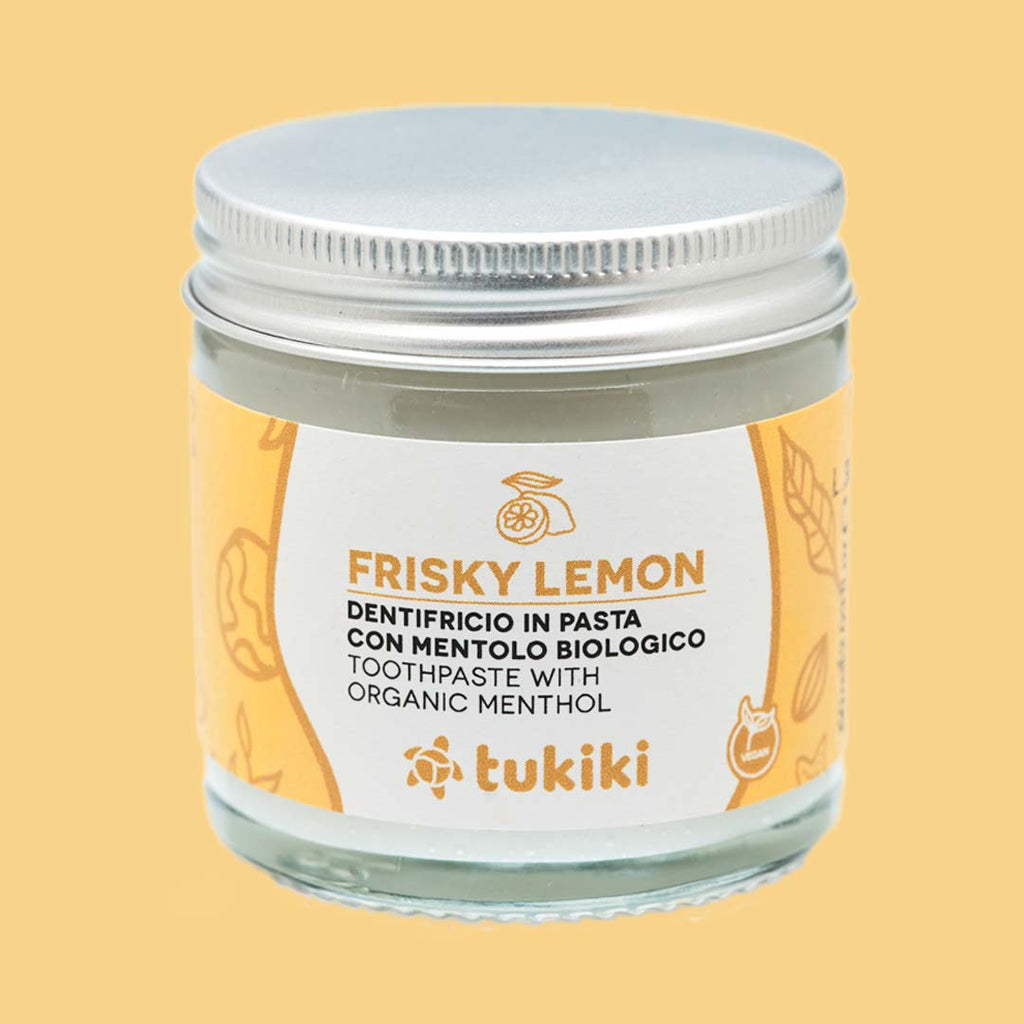 Dentifricio frisky lemon - Vasetto in vetro Dentifricio Tukiki 60 ml   - Glivee